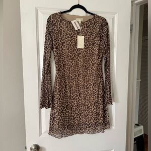 Leopard Print Long Sleeve Dress